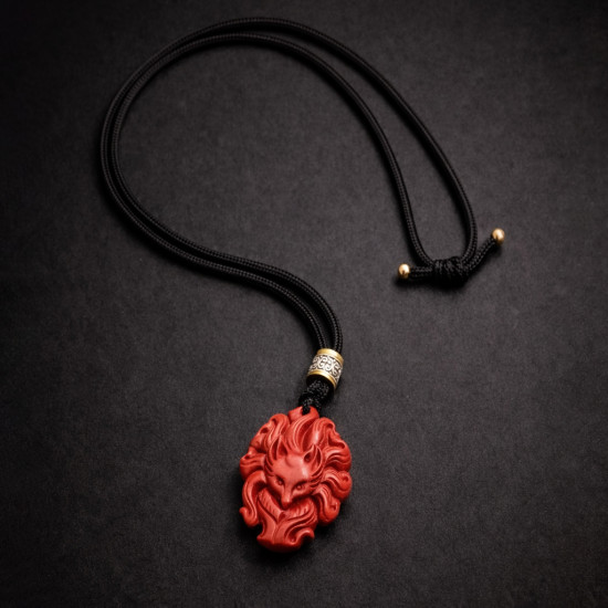 帝王砂九尾狐吊坠 CINNABAR FOX SPIRIT PENDANT 