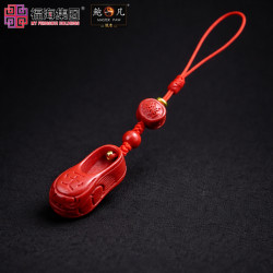 帝王砂贵人鞋  PENDANT OF CHINESE ANCIENT COINS AND SHOES IN CINNABAR