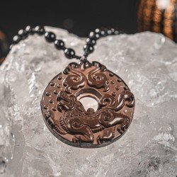 冰种黑曜石貔貅 - 平安扣吊坠 Ice Obsidian Pixiu Pendant 冰种黑曜石貔貅 - 平安扣吊坠 Ice Obsidian Pixiu Pendant