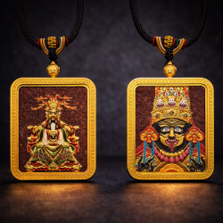 双财神唐卡吊坠 Wealth Gods Thangka Pendant