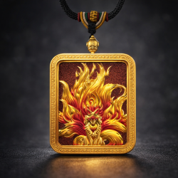 招财灵狐唐卡吊坠 Spiritual Fox Thangka Pendant