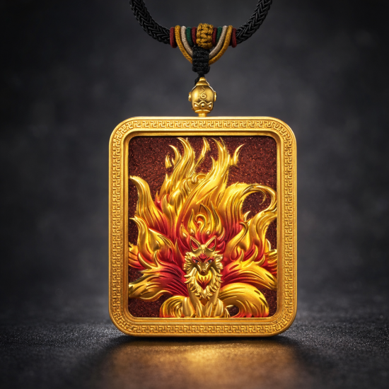招财灵狐唐卡吊坠 Spiritual Fox Thangka Pendant 招财灵狐唐卡吊坠 Spiritual Fox Thangka Pendant
