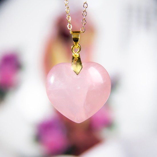 粉晶爱心吊坠 Rose Heart Shape Quartz Pendant