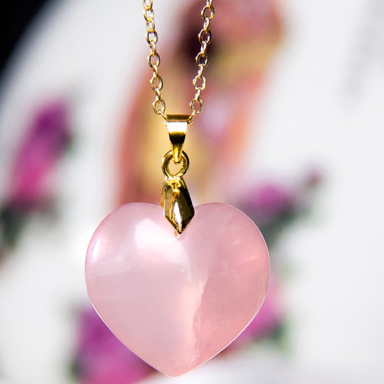 粉晶爱心吊坠 Rose Heart Shape Quartz Pendant