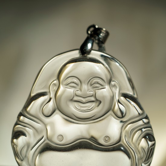 白水晶笑佛吊坠 Clear Quartz Laughing Buddha Pendant