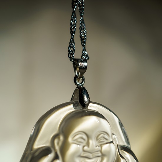 白水晶笑佛吊坠 Clear Quartz Laughing Buddha Pendant