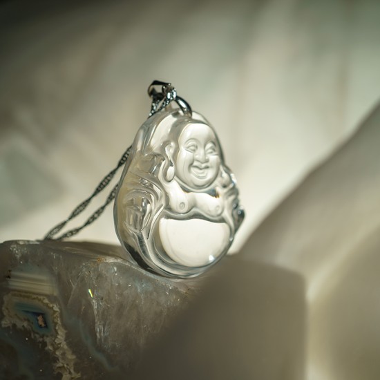 白水晶笑佛吊坠 Clear Quartz Laughing Buddha Pendant