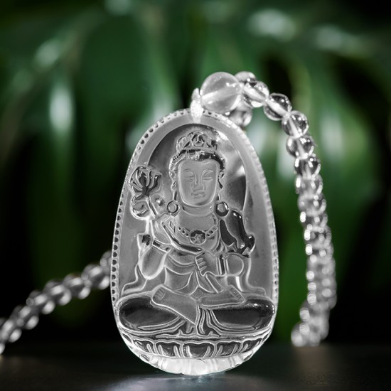 白水晶观音吊坠 Clear Quartz Guan Yin Pendant