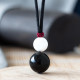 白砗磲黑曜石葫芦吊坠 Tridacna Stone and Obsidian Gourd Pendant