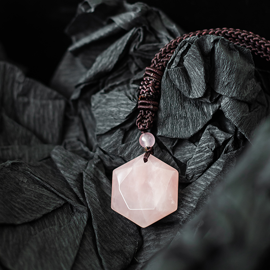 粉水晶大卫星吊坠 Rose Quartz Star of David Pendant