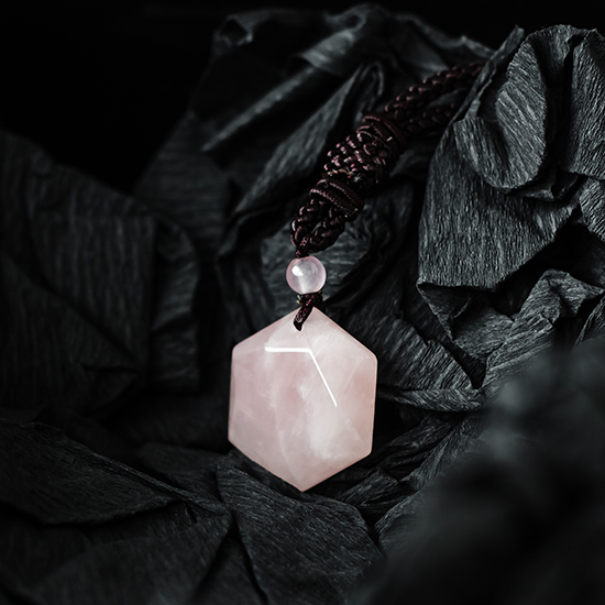 粉水晶大卫星吊坠 Rose Quartz Star of David Pendant