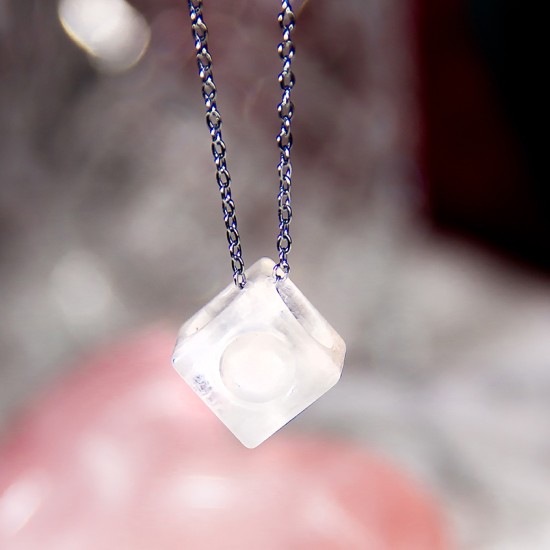 蓝月光方块吊坠 Blue Moonstone Pendant