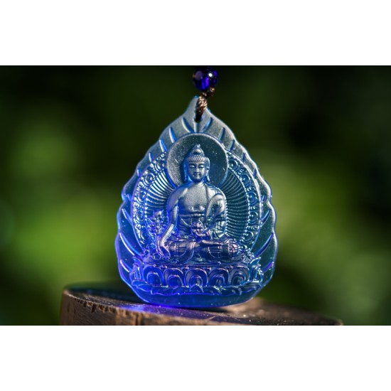 蓝琉璃药师佛吊坠 Blue Glazed Medicine Buddha Pendant