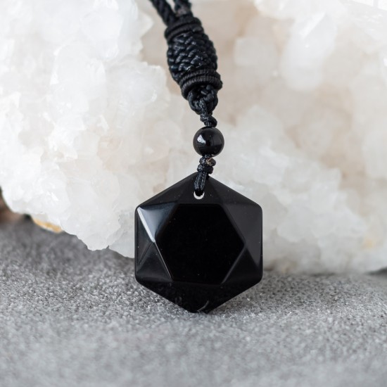 黑曜石大卫星吊坠 Obsidian Star of David Pendant