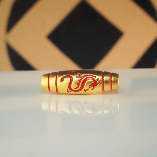 红龙天珠 Red Dragon Dzi Bead