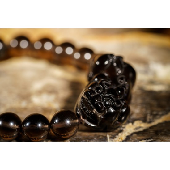 冰种黑曜石貔貅手链 Icy Obsidian Pixiu Bracelet