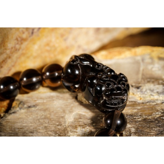 冰种黑曜石貔貅手链 Icy Obsidian Pixiu Bracelet