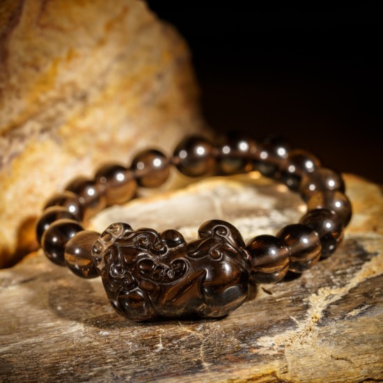 冰种黑曜石貔貅手链 Icy Obsidian Pixiu Bracelet