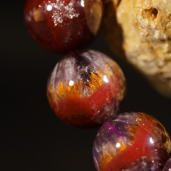 极品极光紫钛 Auralite Rutilated Amethyst Bracelet