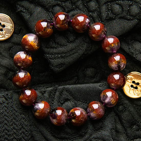 极品极光紫钛 Auralite Rutilated Amethyst Bracelet