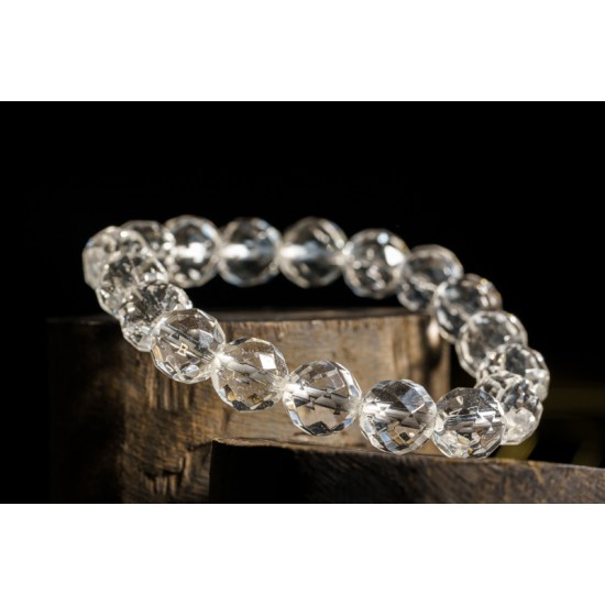 白水晶手链 ( 切面64 ) Clear Quartz Bracelet (Cut 64 Facets)