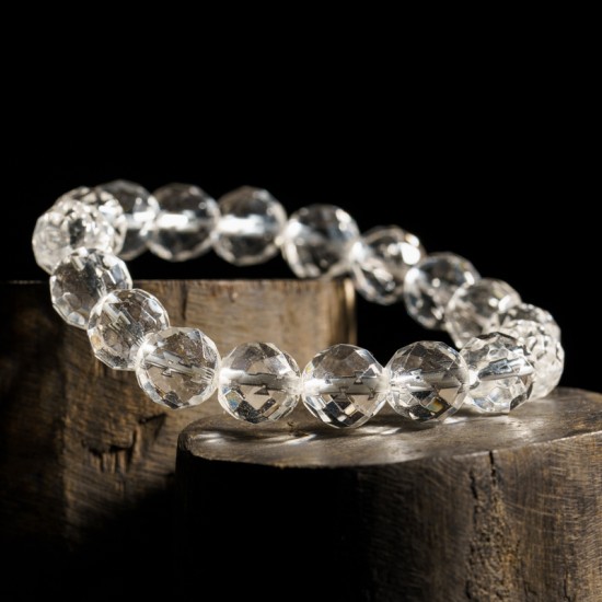 白水晶手链 ( 切面64 ) Clear Quartz Bracelet (Cut 64 Facets)