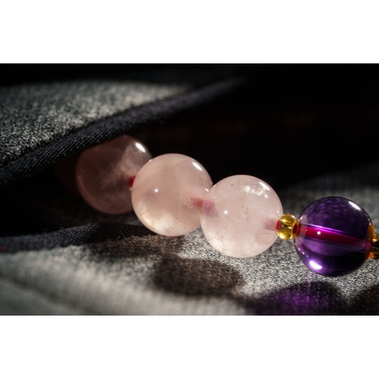 粉紫 + 蜜蜡手链 Rose Quartz + Beeswax Bracelet