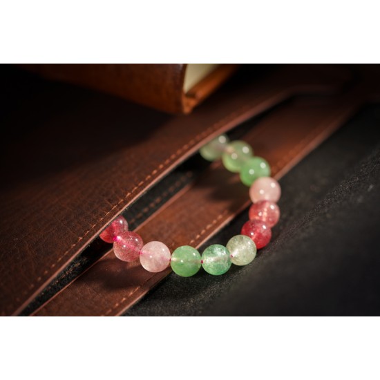 绿红草莓晶手链 Green And Red Strawberry Quartz Bracelet