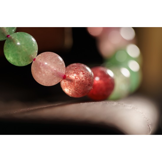 绿红草莓晶手链 Green And Red Strawberry Quartz Bracelet