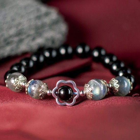 黑曜石+拉长石手链 Mix Crystal Bracelet (Obsidian + Labradorite)