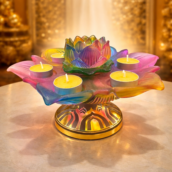 琉璃莲花七星转运烛 GLAZED LUTUS SEVEN STAR FORTUNE CANDLE