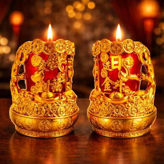 福海日进斗金对烛 WEALTH CANDLE SET