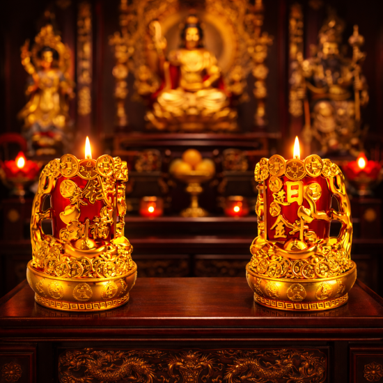 福海日进斗金对烛 WEALTH CANDLE SET 福海日进斗金对烛 WEALTH CANDLE SET