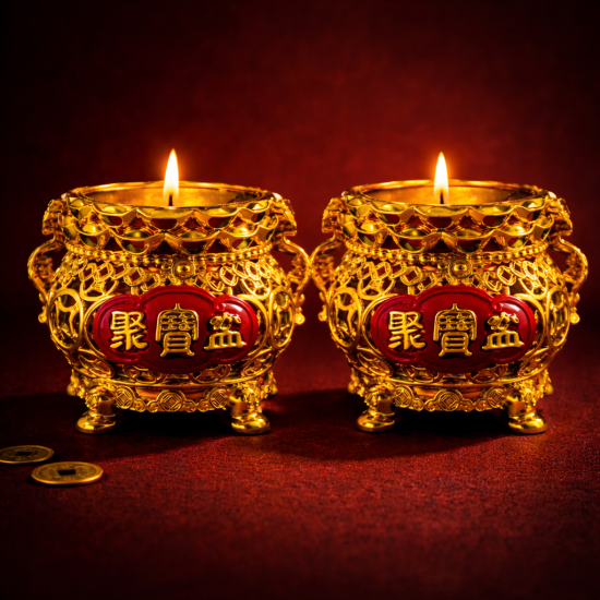 福海黄金聚宝盆对烛 PROSPERITY CANDLE SET