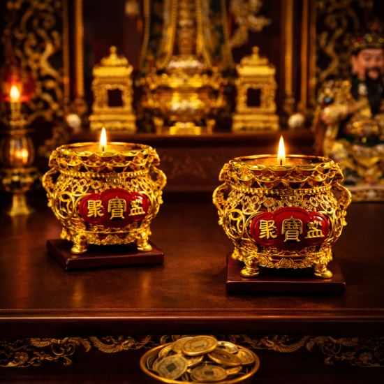 福海黄金聚宝盆对烛 PROSPERITY CANDLE SET 福海黄金聚宝盆对烛 PROSPERITY CANDLE SET