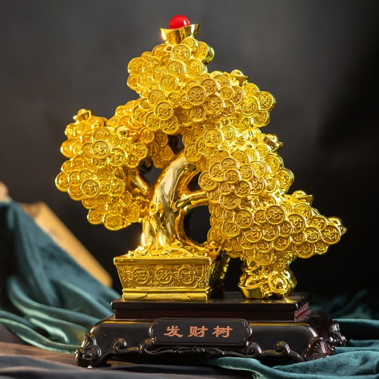 发财树 (镀金) - 小  Lucky Fortune Tree (Golden Coating) - Small Sized