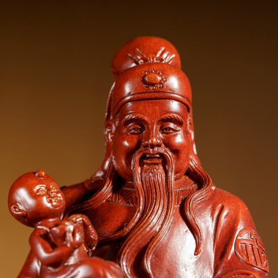 吉祥三星福禄寿 Three Auspicious Lucky Star Gods (Wood Carving)