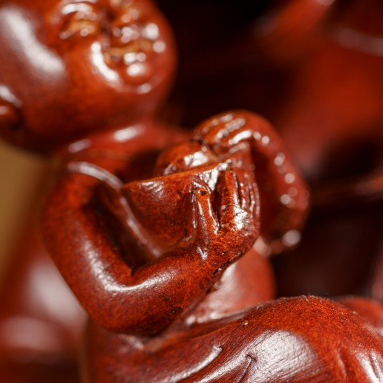 吉祥三星福禄寿 Three Auspicious Lucky Star Gods (Wood Carving)