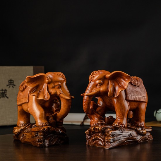 大象 - 吉祥旺财赐福  Auspicious Prosperity Blessed Elephant (Wooden Material)