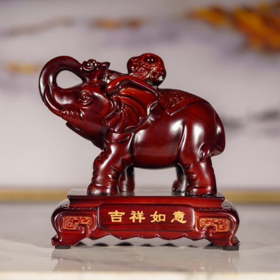 大象 - 平安吉祥 （特小)  Elephant of Auspicious, Wishful and Safeness (Shine Wooden Material) - Extra Small