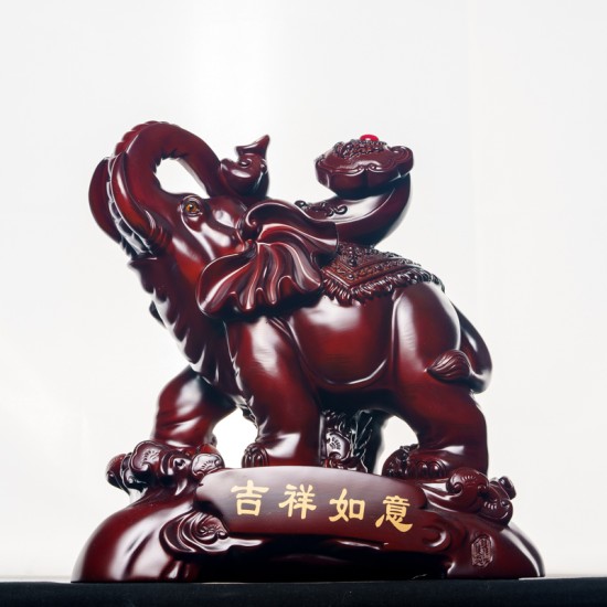 大象 - 平安吉祥如意象 Elephant of Auspicious, Wishful and Safeness (Shine Wooden Material)