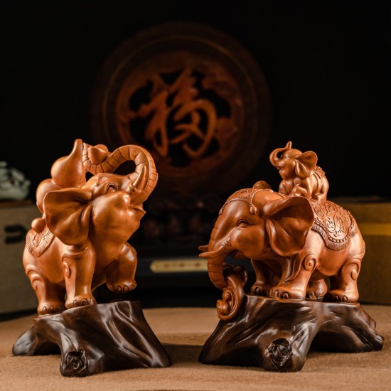 大象 - 旺财纳福  Absorber Prosperous Wealth Elephant (Wooden Material)