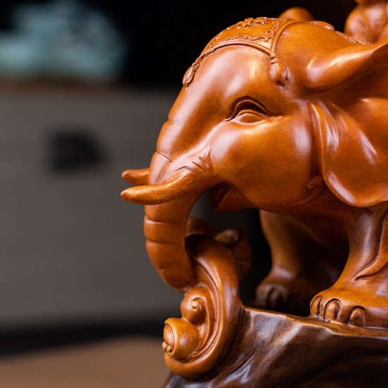 大象 - 旺财纳福  Absorber Prosperous Wealth Elephant (Wooden Material)