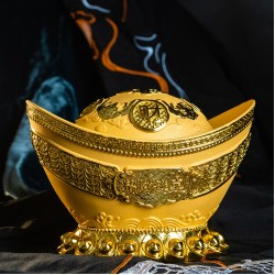 招财金宝元宝 Prosperous Golden Yuan Bao (Golden Sanded)