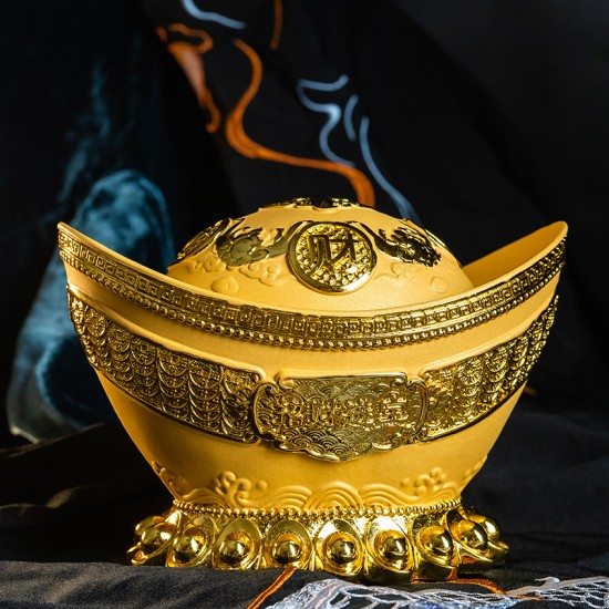 招财金宝元宝 Prosperous Golden Yuan Bao (Golden Sanded)