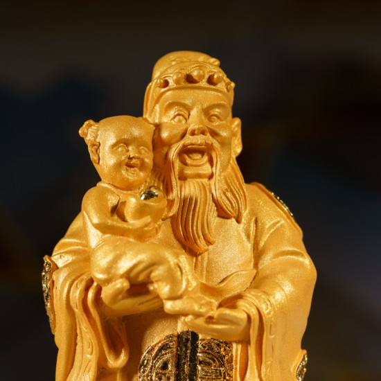 福禄寿（金沙）Three Auspicious Lucky Star Gods (Golden Sanded)